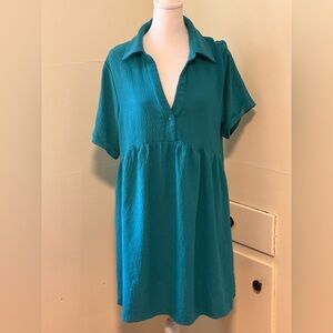 Teal Short Sleeve Dress